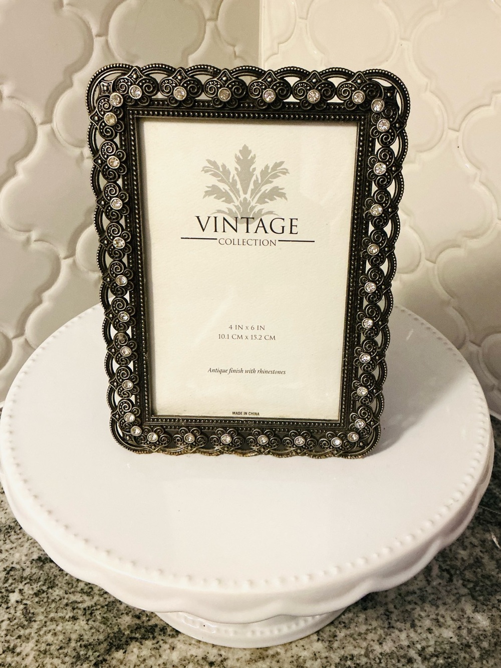 Antique Silver Metal and Beaded 4x6 Photo Frame